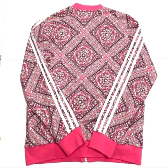 ADIDAS Superstar Stained Glass Geometric Three Line Zip up Track Jacket Pink - Picture 6 of 7